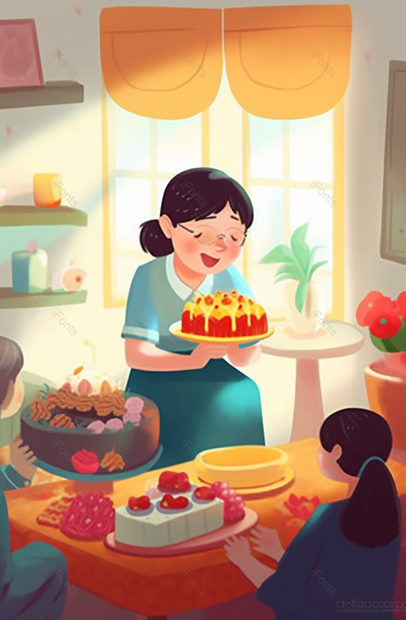 温馨母亲节生日聚餐家庭人物背景,插画/手绘图,插画/手绘图库,插画/手绘图下载,插画/手绘